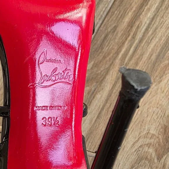 Christian Louboutin Soustelissimo 100 Black Patent Leather T-Strap Eur.39.5 - Picture 14 of 14